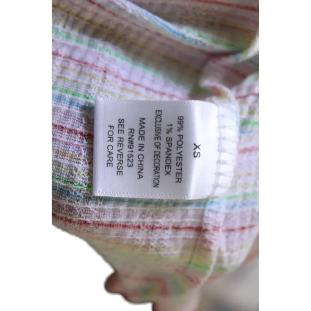 Emerson Road Womens Striped Butterfly Pajama Shirt Shorts Set White Multi XS